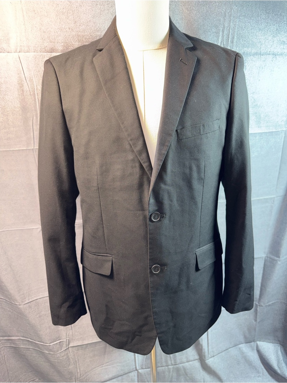 1447-Renoir Men's Black Two-Button Sport Coat Blazer